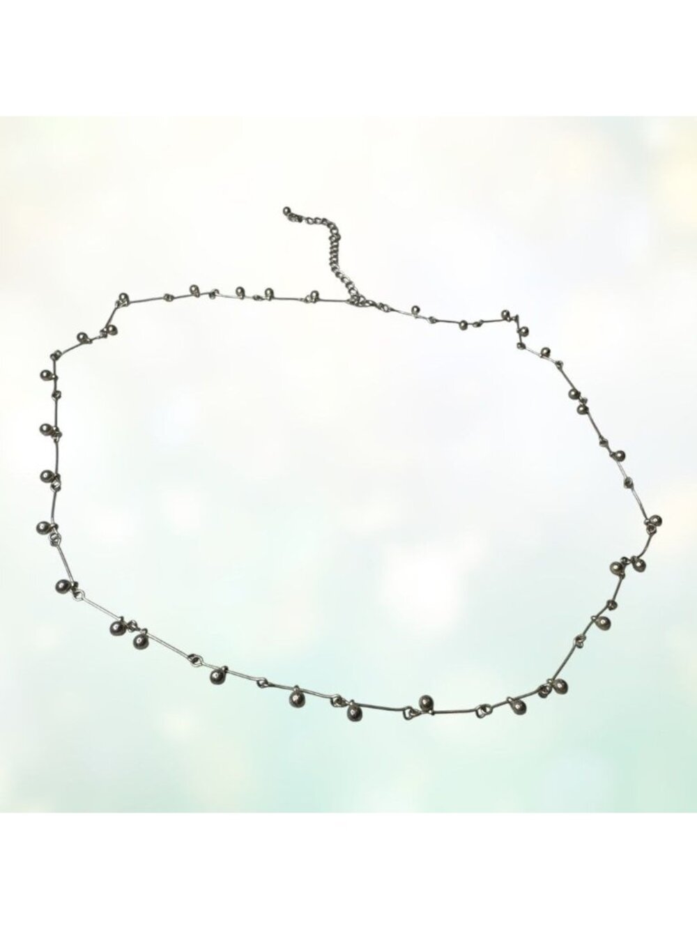 Silver-Tone Beaded Necklace With 24-Inch Adjustable Chain